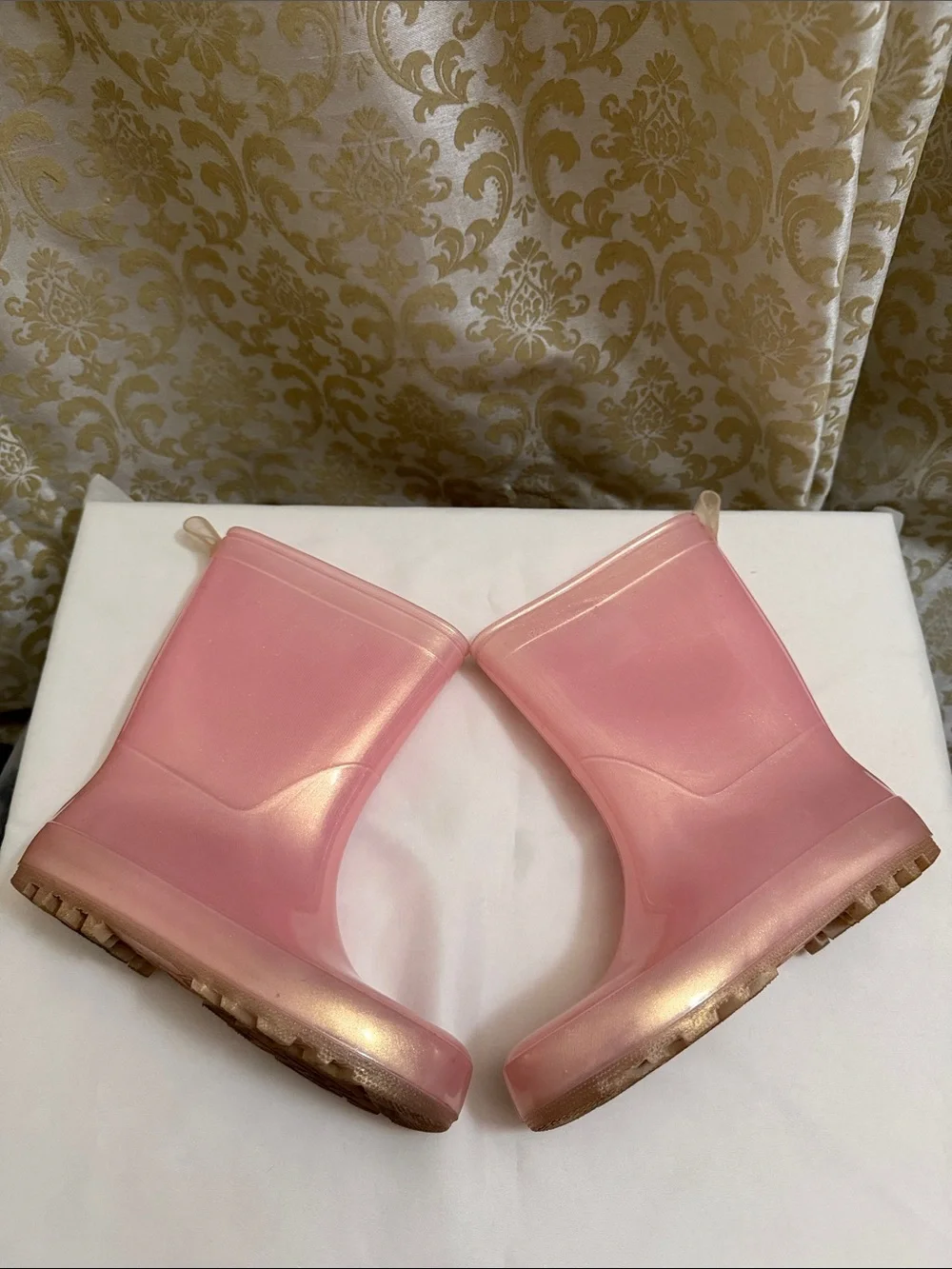Cat & Jack Shimmery Pink Kids Outdoor Posh Rain/Snow Boots Size 12
